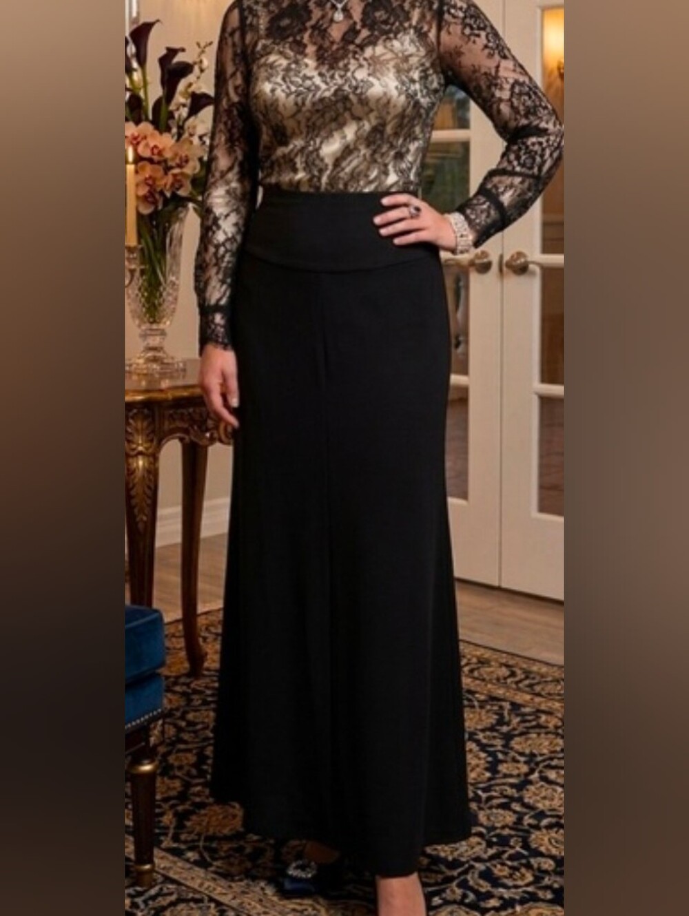 Express Design Studio Black Satin A-line Maxi Skirt, Evening/Formal, Sz: 2, NWT